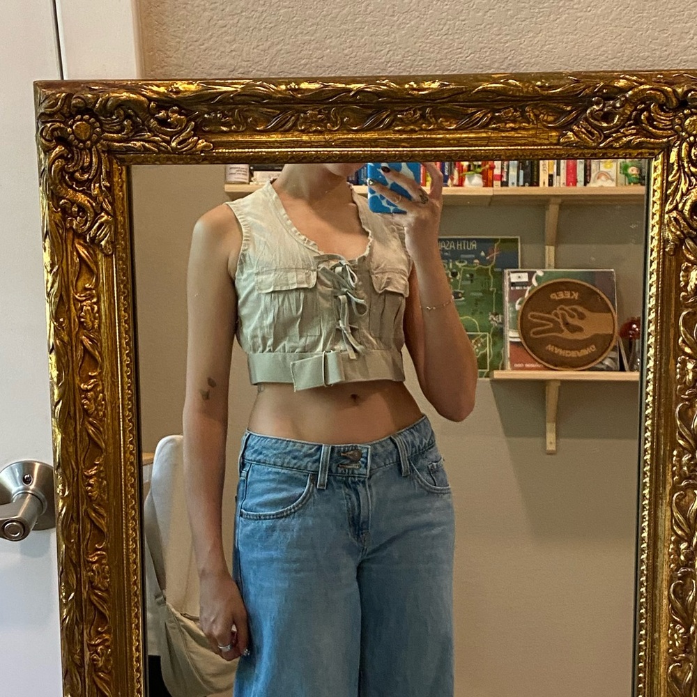 Marithe Francois Girbaud Beige Crop Top